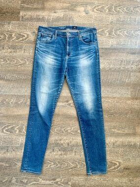 Ag Adriano Goldschmied Distressed Blue Skinny Jeans High Rise
